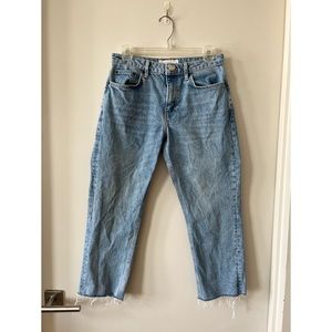 Topshop Raw Hem Cropped Straight Jeans
